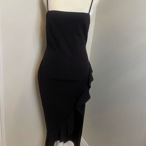 Black Dress Ruffle Slit